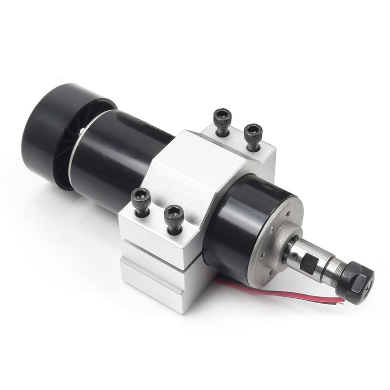 RATTMMOTOR 500W Spindle Motor CNC Air Cooled Spindle Motor ER11 12-100VDC 0.5NM 12000RPM + 52mm Spindle Motor Mount Clamp for CNC Router Milling Machine - Image 1